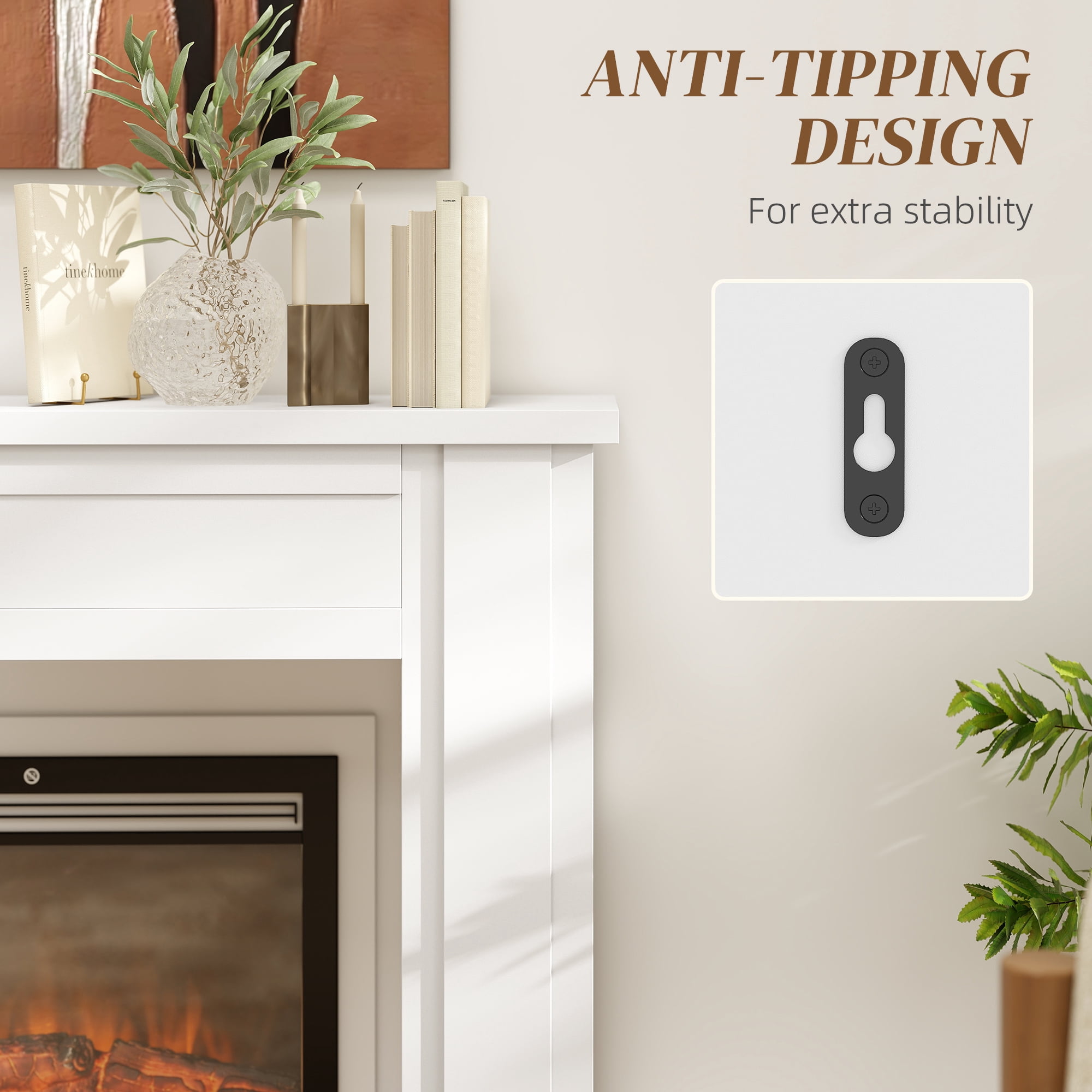 HOMCOM Modern Fireplace Mantel, Freestanding Fireplace Surround for Electric Fireplaces with Leg, 44.7" W x 40" H, White