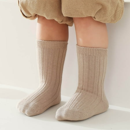 

Children Socks Autumn And Winter Fashionable Solid Color Simple Vertical Pattern Comfortable Warm Soaks for Women