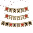 thumbnail image 2 of Love Linen Hanging Banner Wedding Love Heart Bunting Hanging Banner for Wedding Anniversary Engagement Party Indoor Outdoor Home Decor, 2 of 7