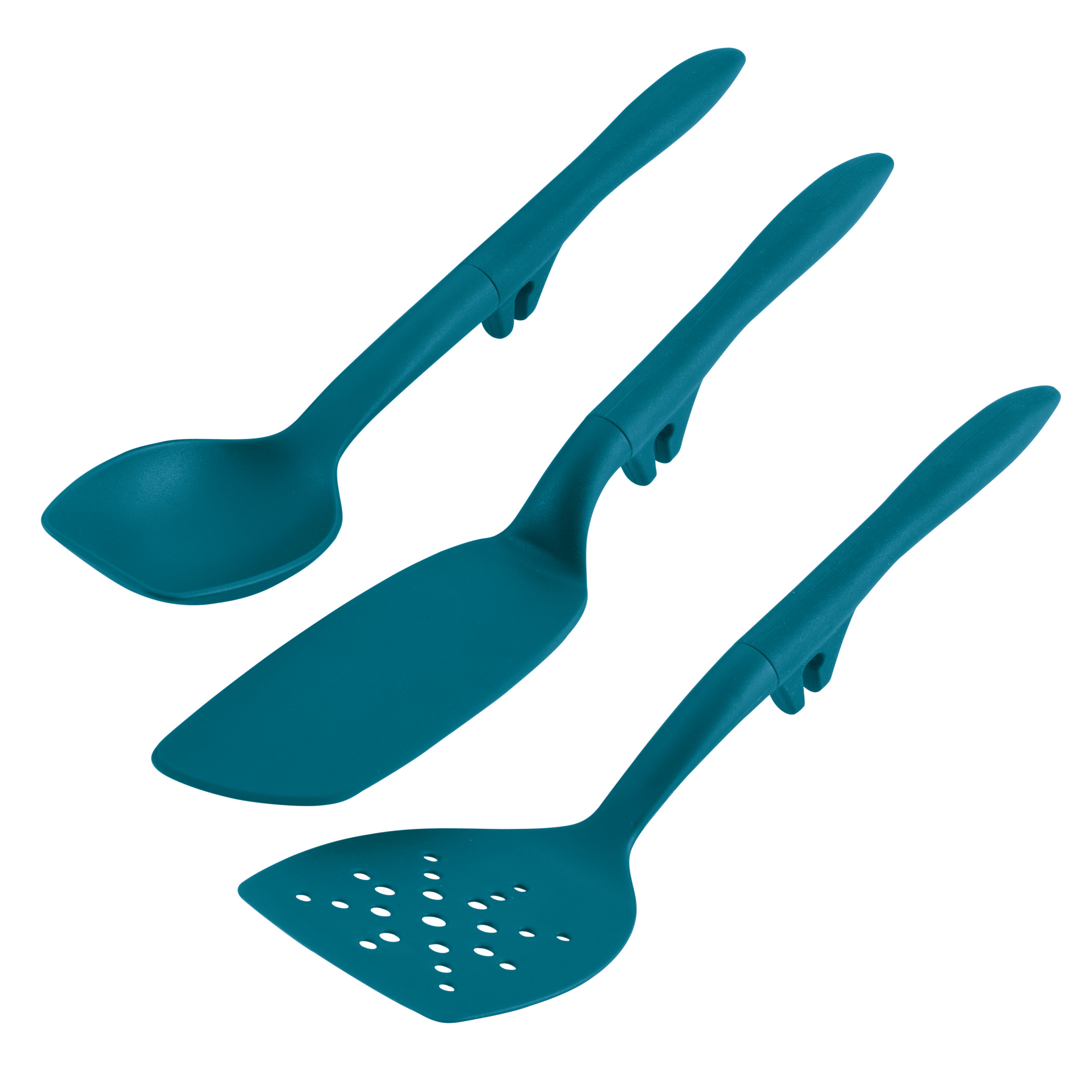 Rachael Ray Tools and Gadgets 3 Piece Lazy Spoon and Flexi Turner Non-Stick Kitchen Utensil Set, Teal