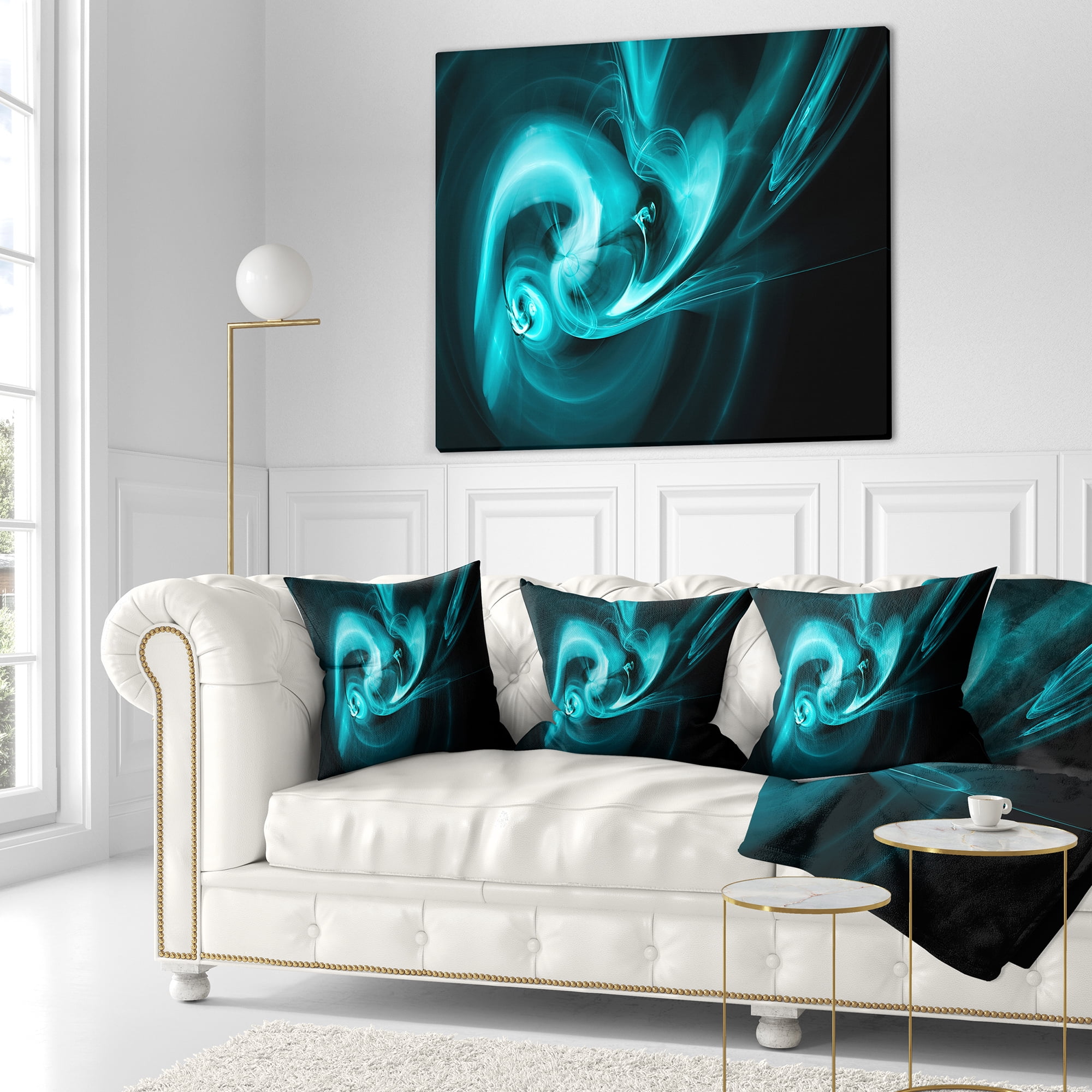 Designart Blue Colored Smoke Pattern - Abstract Throw Pillow - 18x18