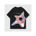 thumbnail image 1 of Camiseta gráfica de calle Y2K para hombre: camiseta de cuello redondo 100 % algodón de corte relajado con estampado de estrellas en bloques de colores vibrantes, camisa informal lavable a máquina para, 1 of 6
