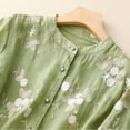 thumbnail image 5 of Womens Shirts Retro Embroidered Patchwork Elegant Spring Summer T Shirts for Women Green L, 5 of 7