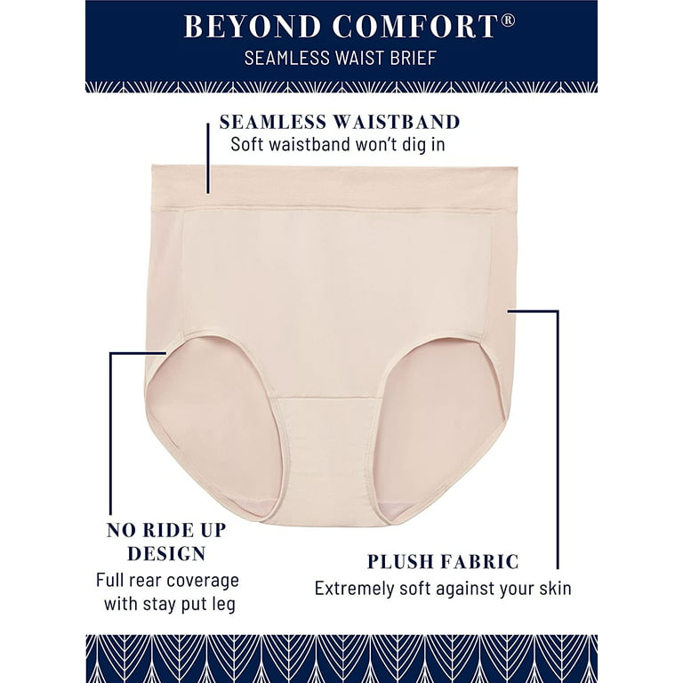 Vanity Fair Women's Beyond Comfort Seamless Waistband Brief Underwear, 3  Pack