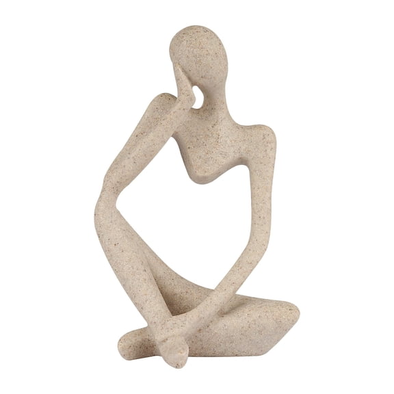 Genreen Sandstone Resin Thinker Statue, Abstract Art Sculpture for Home Office Decor, Modern Bookshelf Figurine & Desktop Accent, Small Left Pose