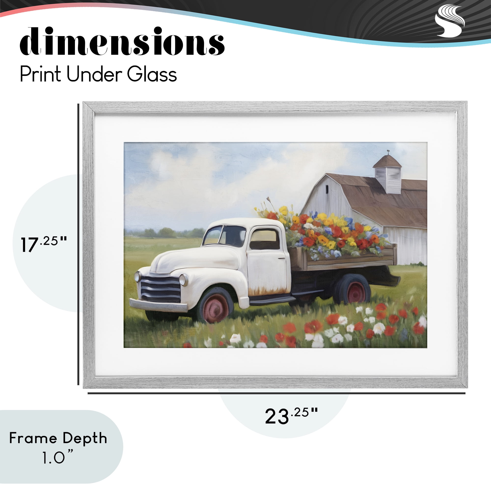 Stupell Industries White Delivery Floral Truck Gray Framed Print Under Glass, design by Kim Allen