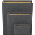 thumbnail image 5 of DecMode Textured Faux Book Storage Dark Gray Linen Fabric Decorative Box with Gold Page Detailing, 3 Count, 5 of 13