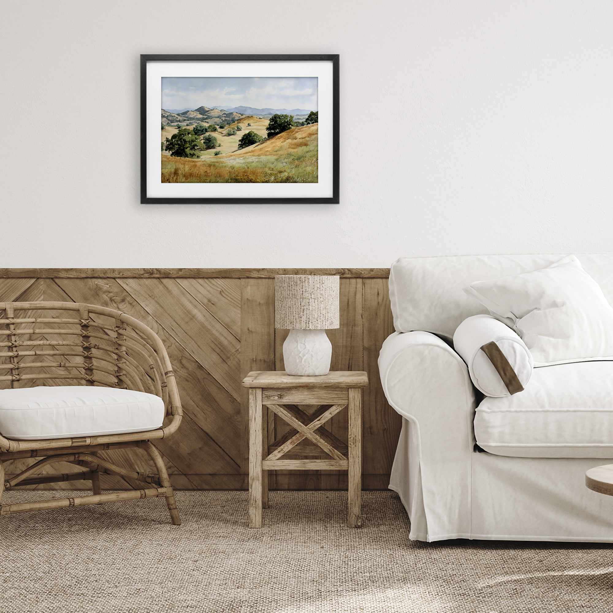 Stupell Industries Idyllic Mountains and Trees Black Framed Print Under Glass, design by Petal Prints Design