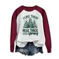 thumbnail image 4 of IROINNID Christmas Sweatshirts for Women Christmas Printed Crewneck Long Sleeve Pullover Loose Fitting Shirt,Burgundy, 4 of 4