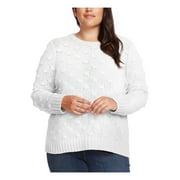 VINCE CAMUTO $99 Womens New Ivory Crew Neck Long Sleeve Casual Top 1X Plus B+B