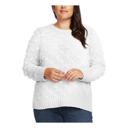 VINCE CAMUTO $99 Womens New Ivory Crew Neck Long Sleeve Casual Top 1X Plus B+B