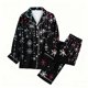 thumbnail image 4 of Puyaiuu Women 2 Piece Christmas Satin Pajama Set Cute Print Long Shirt Loose Shorts Matching Set Loungewear Gift, 4 of 5