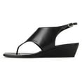 thumbnail image 2 of YDN Women Open Split Toe Wedge Low Heels Ankle Buckle Strap Thong Sandals Casual Daily Dress Beach Shoes Size 7 Black, 2 of 4