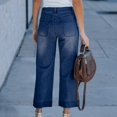 thumbnail image 5 of Wenshiii Wide Leg Jeans for Women Trendy High Waisted Flare Jeans Cropped Denim Pants Stretchy Baggy with Patch Pockets Woman High Waist Pants, 5 of 9