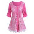 thumbnail image 1 of Más el tamaño de rueda para arriba la blusa de la manga del cordón de superposición Rosegal Blusas Tallas Grandes, 1 of 5