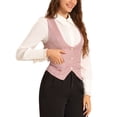 thumbnail image 4 of INSPIRE CHIC Chaleco Vintage para Mujer, Botones Jacquard Steampunk, Chaleco con Bolsillos S Rosa, 4 of 6