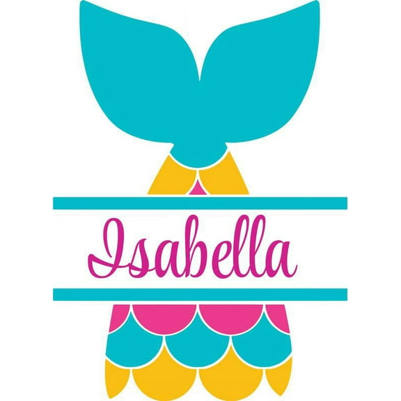 Personalized Name Vinyl Decal Sticker Custom Initial Wall Art Personalization Girl Bedroom Magical Decor Colorful Mermaid Tale Fairytale 12 Inches X 18 Inches