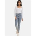 thumbnail image 3 of Women's Scoop Neck Long Sleeve Slim Fitted Casual Basic Crop Top, 3 of 6