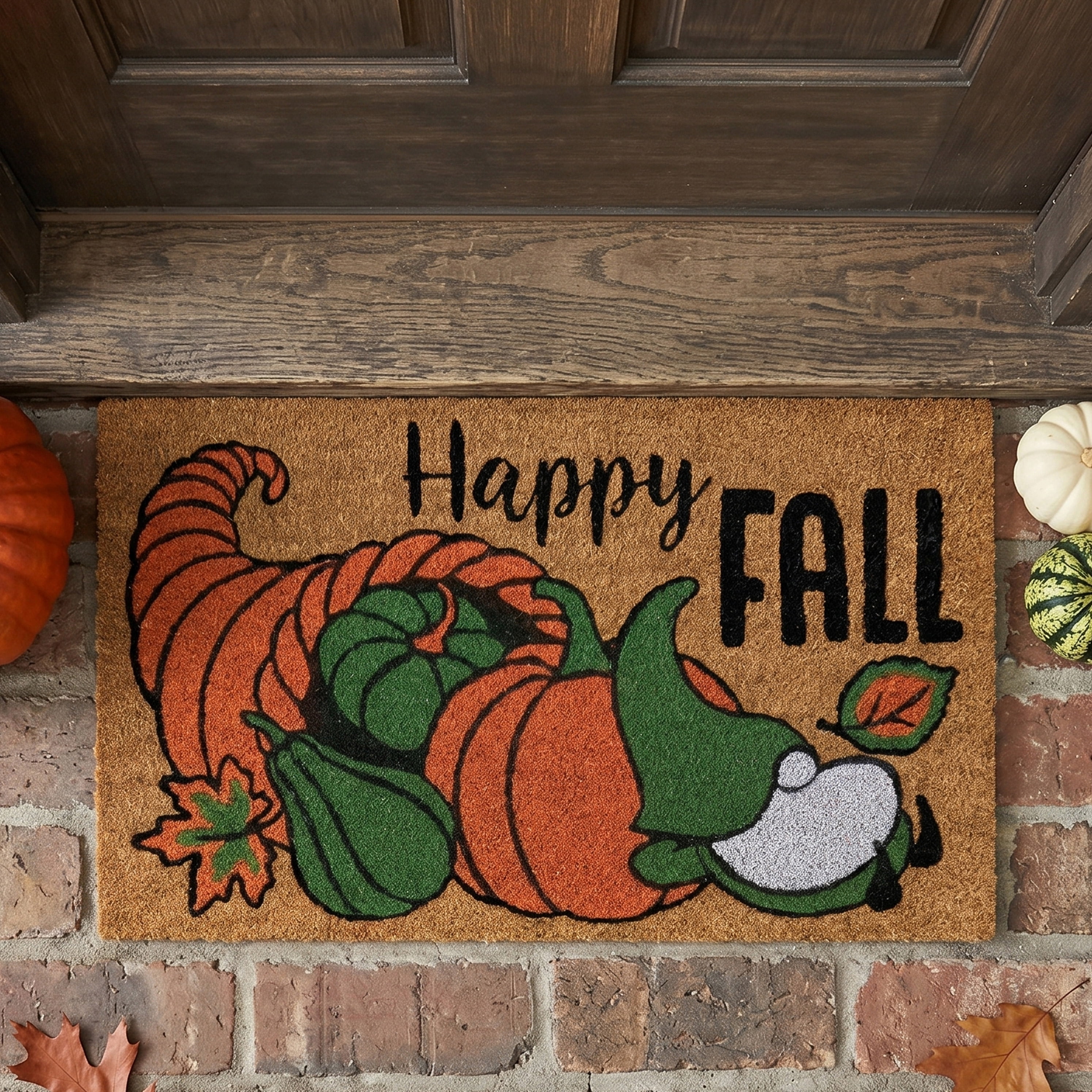 Achim Printed Coir Holiday Doormat 18" x 30" - Fall Gnome