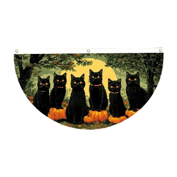 Black Cat Halloween Decor Halloween Outdoor Hanging Decorations 36 X 18 Inch Halloween Yard Flag Spooky Vintage Fall Decor for Lawn Porch Home Party 1 Pack