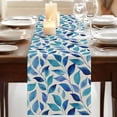 thumbnail image 3 of Table Runners 90 Inches Long Dress Scarves, Spring Leaves Farmhouse Coffee/Dining/Kitchen Table Runner for Living Room, Blue Plants Country Botanical Leaf Beige 13x90 Inch, 3 of 9