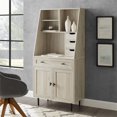 thumbnail image 2 of Walker Edison 64" Storage Desk & Hutch with Keyboard Drawer- Birch, 2 of 10