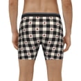 thumbnail image 4 of Picia Black Plaid Heart Pattern Men's Athletic Long Leg Briefs , Performance Stretch Underwear，Moisture-Wicking, 4 of 7