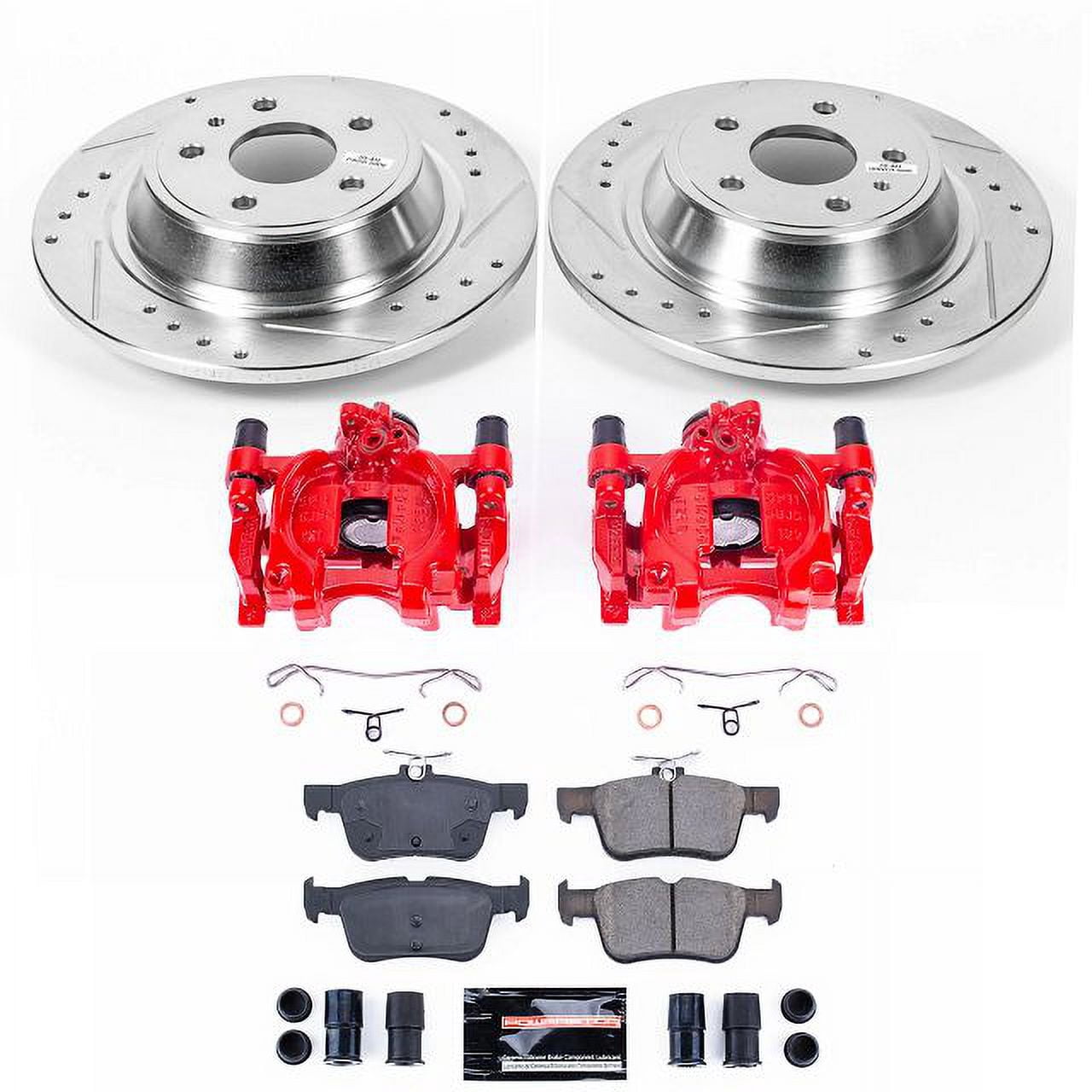 PowerStop Rear Z23 Evolution Sport Brake Pad and Rotor Kit with Red Powder Coated Calipers Fits: FORD LINCOLN Select Models KC6559A