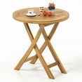 thumbnail image 1 of Gymax Patio Teak Wood Dining Table 27.5'' Round Side Table w/ Slatted Tabletop, 1 of 10