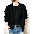thumbnail image 1 of CEHVOM Men's Solid Color Lapel Long-sleeved Single-breasted Sweater Coat, 1 of 5