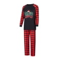 thumbnail image 2 of Caoirhny Christmas Family Pajamas Matching Set Letter Print Raglan Sleeve Tops and Elastic Plaid Pants Loungewear Soft Sleepwear, 2 of 9