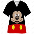 thumbnail image 4 of Camiseta de enfermería con estampado de Minnie y Mickey de Disney para mujer, blusa informal, manga corta, cuello en V y bolsillo, uniforme para mujer, 4 of 5