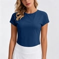 thumbnail image 2 of Jinhomg Women's Summer Open Back Tops Criss Cross Cut Out Backless Tee Short Sleeve Casual T Shirt Blue M, 2 of 8