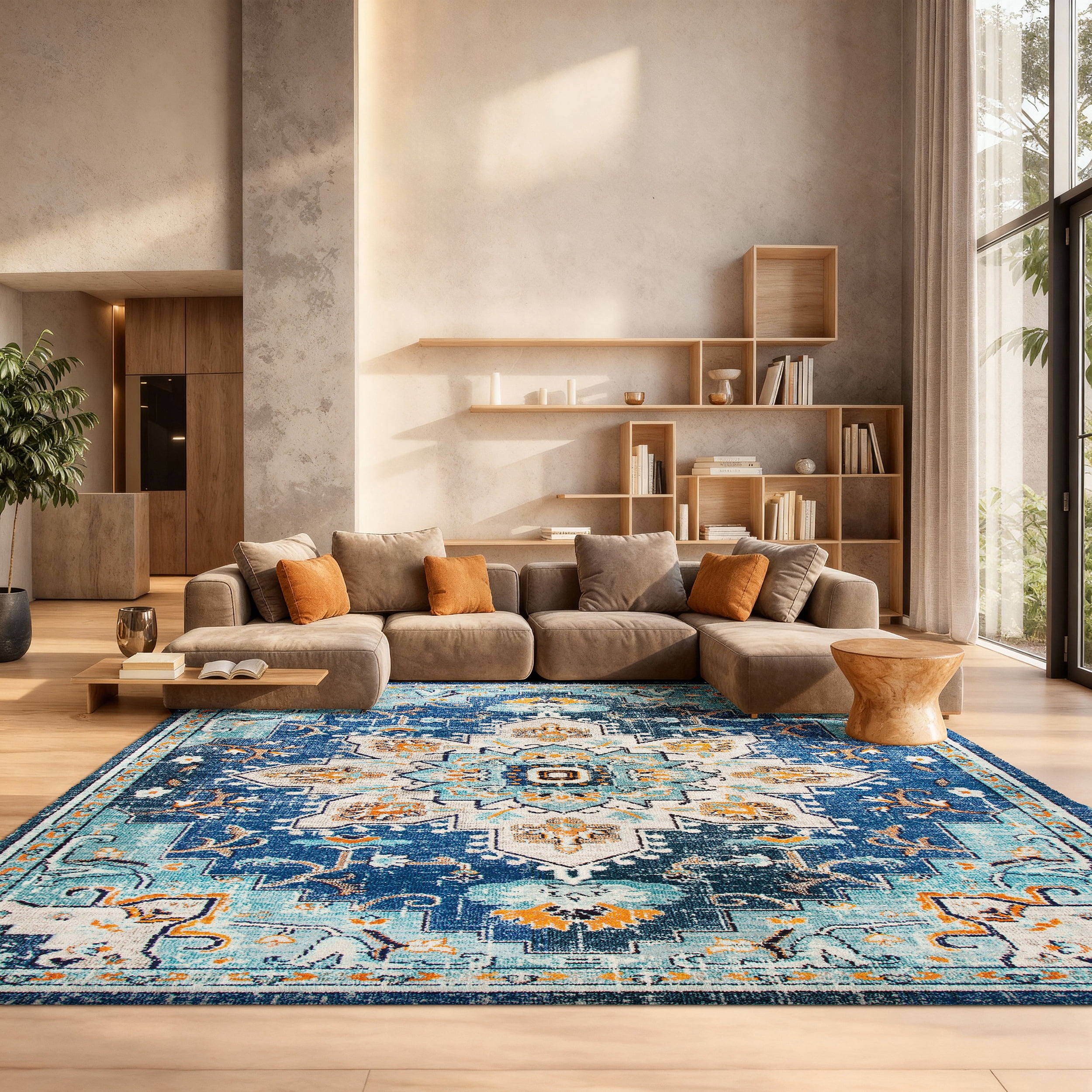 SAFAVIEH Madison Dalia Oriental Area Rug, Blue/Light Blue, 12' x 15'