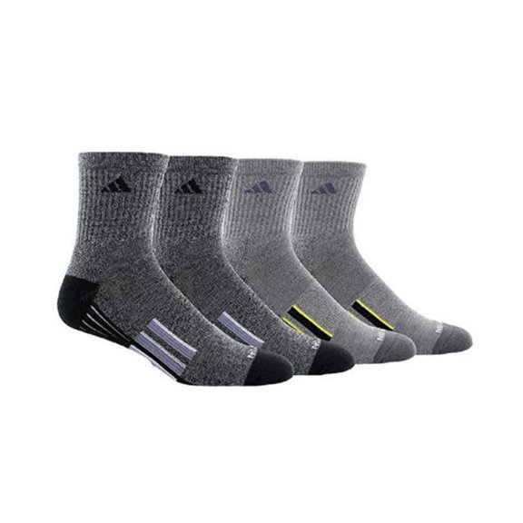 Adidas 4 Pair Men's Performance Socks, Black/Grey ( Shoe Size: 6-12)