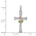 thumbnail image 2 of Sterling Silver Rhodium-Plated Cross With Epoxy Rose Center Pendant (23 X 13) Made In United States qc7264, 2 of 2