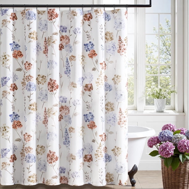 Cortina de Ducha Jinchan Floral Impermeable 178x183 cm con Ganchos