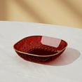 thumbnail image 4 of Gold-Rimmed Square Serving Plates Set - Food Grade PET Snack Dishes Luxury Dessert Platters Candy Nut Bowls Stackable Partyware(Red), 4 of 6