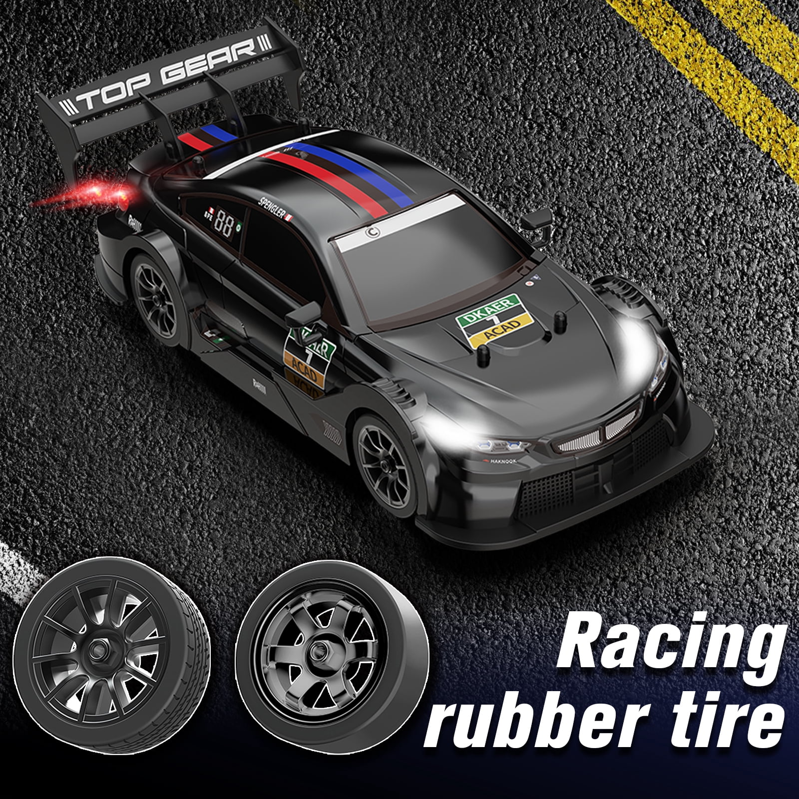 RC Drift Car, 1:16 High Speed Remote Control Racing Car with Headlight Drifting Tires and Racing Tires for Adults and Kids
