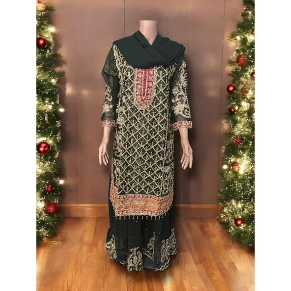 Traditional Designer Sharara Salwar Kameez Set, Cultural Wear for Women,02