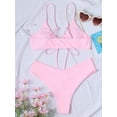 thumbnail image 4 of Hotian Women Self Tie High Cut Bikini Set Drawstring High Leg Swimsuits Pink M, 4 of 6
