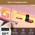 thumbnail image 3 of Twin Size Corner Bed Frame with Desk,Charging Station and Bookcase Storage,Twin Daybed with Storage Drawers and Led Lights, Metal Platform Bed Frame with Open Shelves,Pink, 3 of 11