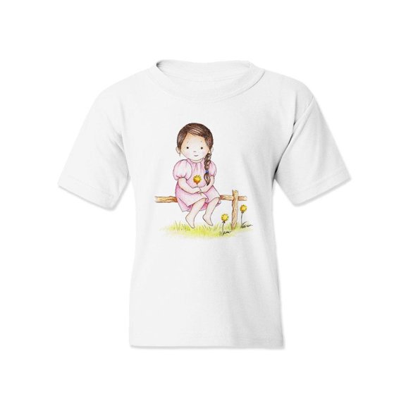 Girl Sitting On A Fence T-Shirt Juniors -Image by Shutterstock,  x-Large