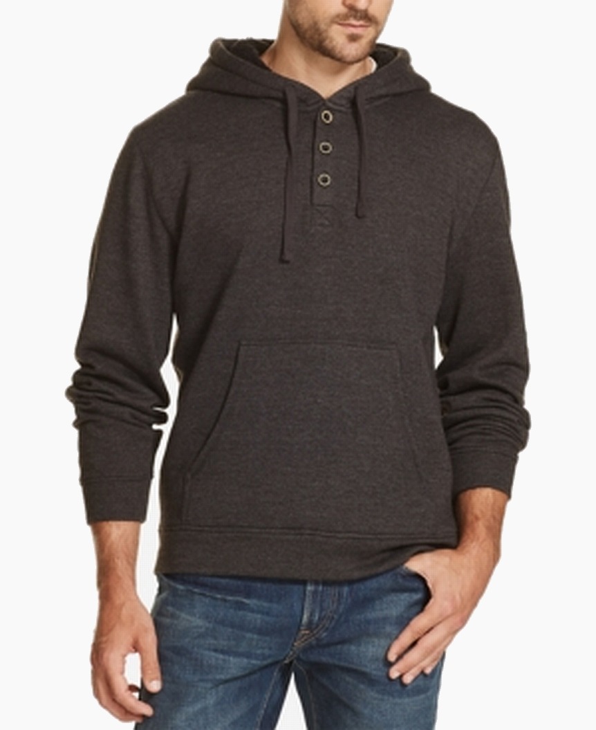 Weatherproof Vintage Mens Sweater Medium Hooded Button Henley M