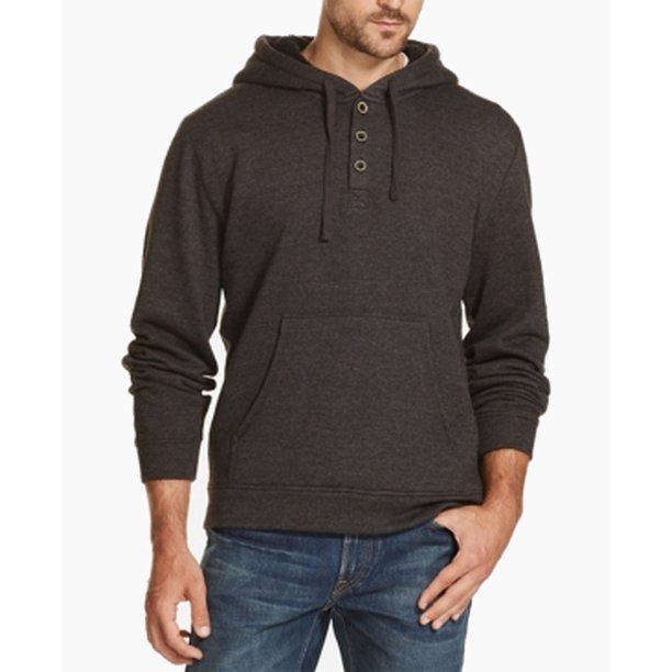 Weatherproof Vintage Mens Sweater Medium Hooded Button Henley M