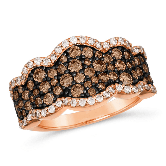 Natural Brown Diamond Wedding Band Ring in 14k Rose gold Finish - Anniversary Gift For her