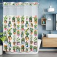 thumbnail image 6 of Cactus Plant No Hooks Shower Curtain with Snap-in Liner Green Cactus Botanical Tropical Plant Wood Striped Shower Curtains for Bathroom, Waterproof, Easy Install, Washable 72"x96", 6 of 9