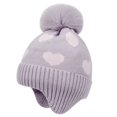 thumbnail image 5 of CPNG Knitted Baby Hat Winter Warm Boys Girls Colorful Pattern Pom Pom Ski Cap Beanie with Ear Flaps Fleece Lining Toddler Kids Hats with Pompom, 5 of 6
