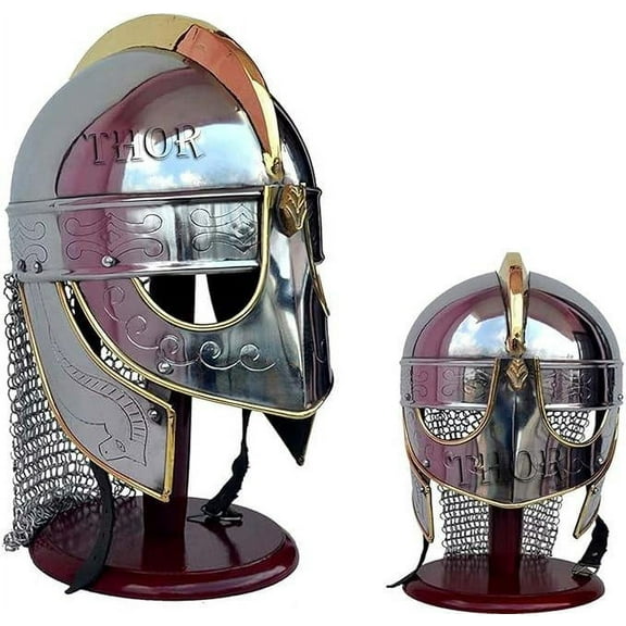 Medieval Kettle Knight Armor Close Helmet Replica Silver Rustic Vintage Home Decor Gifts