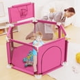 thumbnail image 4 of Baby Playpen,Kids Small Playard Indoor & Outdoor Kids Activity Center,Infant Safety Gates with Basketball Hoop, 4 of 6